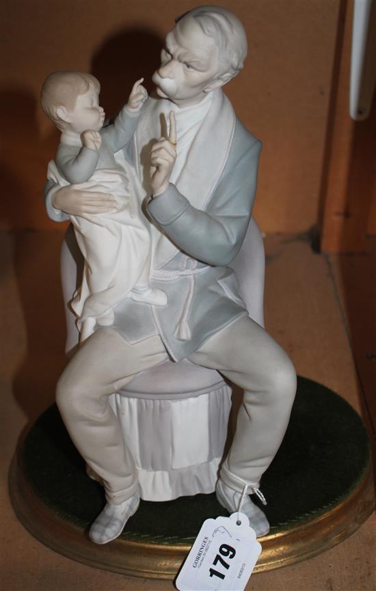 Lladro group of a grandfather and child